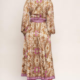 IKAT BLOOM WOVEN MIDI TRUE WRAP DRESS