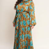GOLDEN BLOOM LUXE WOVEN SATIN MAXI DRESS