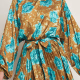 GOLDEN BLOOM LUXE WOVEN SATIN MAXI DRESS