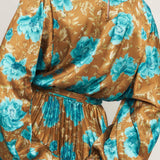 GOLDEN BLOOM LUXE WOVEN SATIN MAXI DRESS