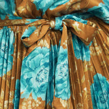 GOLDEN BLOOM LUXE WOVEN SATIN MAXI DRESS