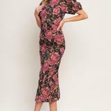 GOTHIC ROSE WOVEN MIDI DRESS