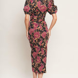 GOTHIC ROSE WOVEN MIDI DRESS