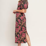 GOTHIC ROSE WOVEN MIDI DRESS