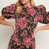 GOTHIC ROSE WOVEN MIDI DRESS