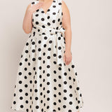 CAFÉ NOIR POLKA WOVEN MIDI DRESS