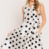 CAFÉ NOIR POLKA WOVEN MIDI DRESS