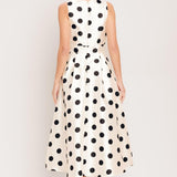 CAFÉ NOIR POLKA WOVEN MIDI DRESS