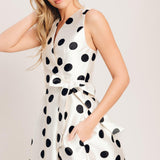 CAFÉ NOIR POLKA WOVEN MIDI DRESS