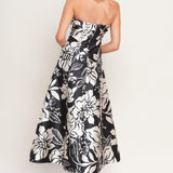 ELEGANT BLOOM SWIRL WOVEN MIDI DRESS