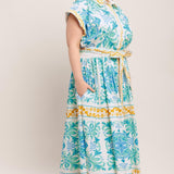 BLUE REGALIA WOVEN MIDI DRESS