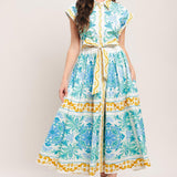 BLUE REGALIA WOVEN MIDI DRESS