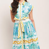 BLUE REGALIA WOVEN MIDI DRESS
