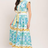 BLUE REGALIA WOVEN MIDI DRESS