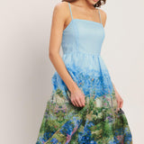 IMPRESSION GARDEN WOVEN MIDI DRESS