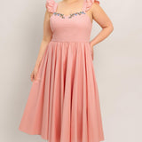 BLUSHED WITH LOVE WOVEN MIDI DRESS