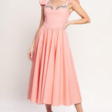 BLUSHED WITH LOVE WOVEN MIDI DRESS