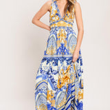 AZURE PALAZZO WOVEN MAXI DRESS