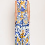 AZURE PALAZZO WOVEN MAXI DRESS