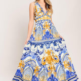 AZURE PALAZZO WOVEN MAXI DRESS