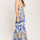 AZURE PALAZZO WOVEN MAXI DRESS