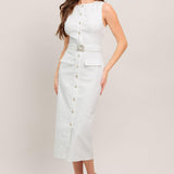 ROUGE ROMANCE TWILL MIDI DRESS