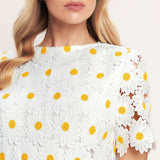 DAISIES AND DAYDREAMS WOVEN LACE MINI DRESS