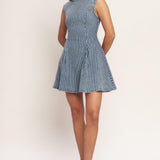 PERFECTLY PLANNED STRIPED DENIM MINI DRESS
