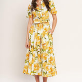 UPLIFTING PALETTE WOVEN MIDI DRESS