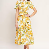 UPLIFTING PALETTE WOVEN MIDI DRESS