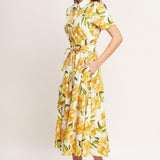 UPLIFTING PALETTE WOVEN MIDI DRESS