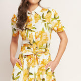 UPLIFTING PALETTE WOVEN MIDI DRESS