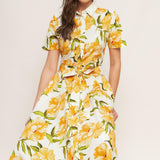UPLIFTING PALETTE WOVEN MIDI DRESS