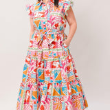 RIVIERA MOSAIC WOVEN MIDI DRESS