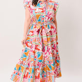 RIVIERA MOSAIC WOVEN MIDI DRESS