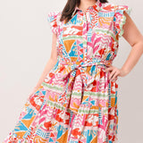 RIVIERA MOSAIC WOVEN MIDI DRESS