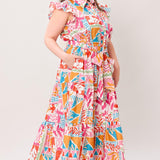 RIVIERA MOSAIC WOVEN MIDI DRESS