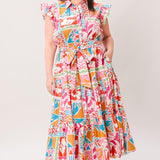 RIVIERA MOSAIC WOVEN MIDI DRESS