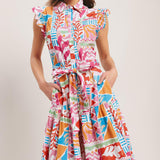 RIVIERA MOSAIC WOVEN MIDI DRESS