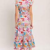 RIVIERA MOSAIC WOVEN MIDI DRESS