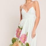 POETIC BLOOM WOVEN MIDI DRESS