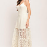MILK PETAL WOVEN LACE MIDI DRESS