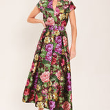 FRESH CANVAS FLORAL WOVEN MIDI DRESS