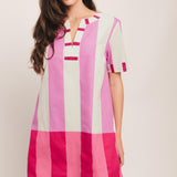 FRESH PINK WOVEN MINI DRESS