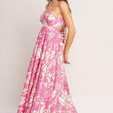 SUMMER HEAT FLORAL WOVEN MAXI DRESS