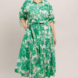 SIMPLY IN BLOOM WOVEN MIDI SHIRT DRESS