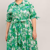 SIMPLY IN BLOOM WOVEN MIDI SHIRT DRESS