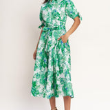 SIMPLY IN BLOOM WOVEN MIDI SHIRT DRESS