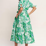 SIMPLY IN BLOOM WOVEN MIDI SHIRT DRESS