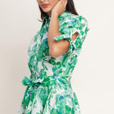 SIMPLY IN BLOOM WOVEN MIDI SHIRT DRESS
